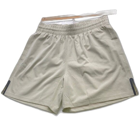 UNDER ARMOUR Unstoppable Vented Cream Beige Shorts Black Accents Women Small - Picture 1 of 14
